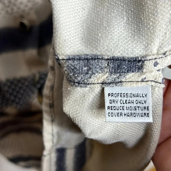 St. John Sport Marie Gray Mixed Print Striped Button Up Collard Blouse - Picture 11 of 12